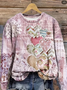 Casual Crew Neck Heart/Cordate Sweatshirt Printing