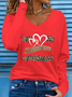 Casual Leopard V Neck Long Sleeve T-shirt