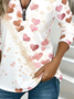 Vintage Gradient Pattern V Neck Long Sleeve T-shirt