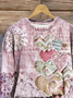 Casual Crew Neck Heart/Cordate Sweatshirt Printing