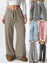 Women Striped Long Elastic Waist Pants Casual Spring/Fall Trousers