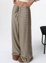 Women Striped Long Elastic Waist Pants Casual Spring/Fall Trousers
