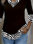 Casual Zebra V Neck Long Sleeve T-shirt