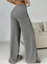 Women Striped Long Elastic Waist Pants Casual Spring/Fall Trousers