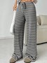 Women Striped Long Elastic Waist Pants Casual Spring/Fall Trousers