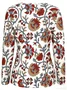 Casual Floral V Neck Long Sleeve T-shirt