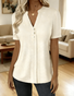 V Neck Short Sleeve Plain Regular Regular Fit Shirt For Women