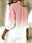 Shawl Collar Long Sleeve Heart/Cordate Regular Loose Shirt For Women