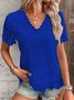 Elegant Lace V Neck Short Sleeve T-shirt