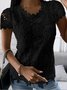 Elegant Lace Crew Neck Short Sleeve T-shirt