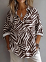 Shirt Collar Long Sleeve Geometric Regular Micro-Elasticity Regular Fit Shirt For Women