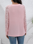 Crew Neck Long Sleeve Plain Regular Loose Blouse For Women