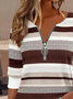 Vintage Striped V Neck Long Sleeve T-shirt