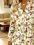 V Neck Long Sleeve Floral Pattern Regular Regular Fit Shirt For Women
