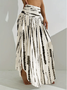 Casual Abstract Stripes A-Line High Waist Maxi Skirt