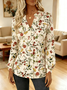 V Neck Long Sleeve Floral Pattern Regular Regular Fit Shirt For Women