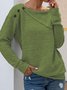 Gray Buttoned Solid Long Sleeve Cotton-Blend Topknitwear & Tunic Sweater Knit Jumper