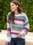 Multicolor Striped Long Sleeve Statement Sweater