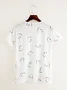 Women's Heart Printed V Neck Cotton Blend Short Sleeve Casual Tunic T-Shirt
