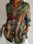 Women's Shirt Cotton Linen Button Up Floral Geometric Basic Blouse Casual Long Sleeve Shirt Collar Daily Top
