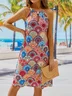 Casual Printed Hippie Sleeveless Halter Dress