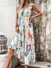 Women Geometric Spaghetti Sleeveless Comfy Vacation Scramble Maxi Dress