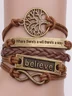 Women Bronze Vintage Leather Rope Bracelet