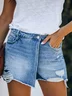 Casual Ripped Denim Short With Pockets