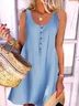 Women's Dress Knee Length Dress Sleeveless Solid Color Summer Round Neck Chic & Modern Hot with button Casual Dress