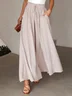 Women Plain Casual Wide Leg Shirred Waist Pants