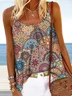 Geometric Tribal Floral Printed Vacation Boho Casual Loose Spaghetti Tank & Cami