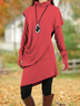 Women Plain Turtleneck Long Sleeve Comfy Casual Midi Dress