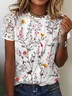 Lace Crew Neck Floral Casual Top