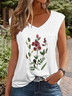 Simple V Neck Text Letters Tank Top