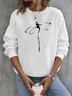 Casual Crew Neck Dragonfly Print Sweatshirt