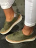 Women Green Slide Hollow-Out Round Toe Casual  Pu Sneakers Flats