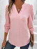 Women Casual Blouse Plain V Neck Long Sleeve Comfy T-shirt