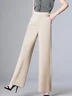 Casual Plain Natural Ankle Pants Pocket Stitching Straight Pants