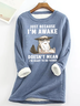 Casual Crew Neck Funny Cat Sweatshirt
