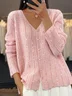 Women's Wool/Knitting Plain Holiday Comfy Casual Glitter Cardigan