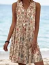 Casual Loose Floral V Neck Dress