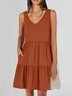 Women Plain V Neck Sleeveless Comfy Casual Midi Dress