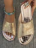 Casual Snakeskin Slip On Block Heel Slide Sandals