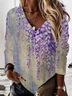 Casual V Neck Floral Sweatshirt