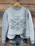 Women Knitted Snowflake Long Sleeve Comfy Casual Sweater