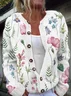 Women Knitted Floral Long Sleeve Comfy Casual Cardigan