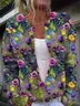 Women Floral Long Sleeve Comfy Casual Buttoned Cardigan