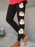 Casual Christmas Santa Claus Skinny Soft Clouds Long Leggings