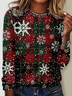 Casual Christmas Crew Neck Long Sleeve T-shirt