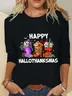 Casual Christmas Crew Neck Long Sleeve T-shirt